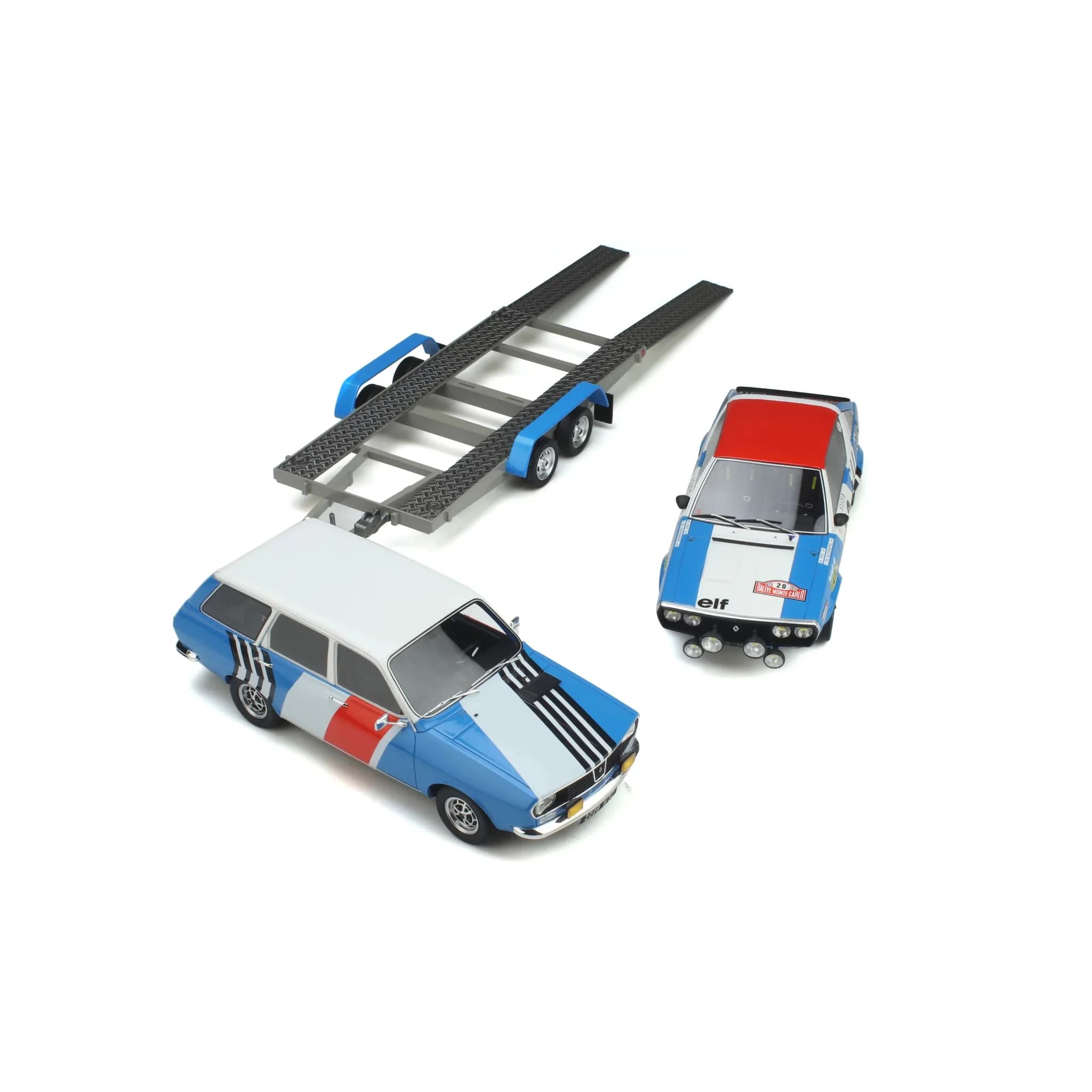 1/18 (Otto models) RENAULT 17 RALLİ TAKIMI MONTE-CARLO 1975 (Mavi ve Sarı / Yarış Grafikli)