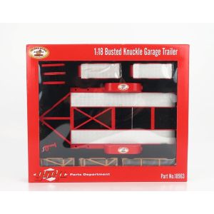 1/18 (Gmp) CARRELLO TRANSPORTO AUTO 2 ASSI CAR TRANSPORTER TRAILER THE BUSTED KNUCKLE GARAGE