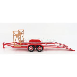 1/18 (Gmp) CARRELLO TRANSPORTO AUTO 2 ASSI CAR TRANSPORTER TRAILER THE BUSTED KNUCKLE GARAGE  (Kırmızı ve Metalik Gümüş)
